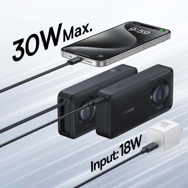 PowerBank 1000MAH 30W ar USB-C portu un izstrādāja USB-C Free2Pull-Black