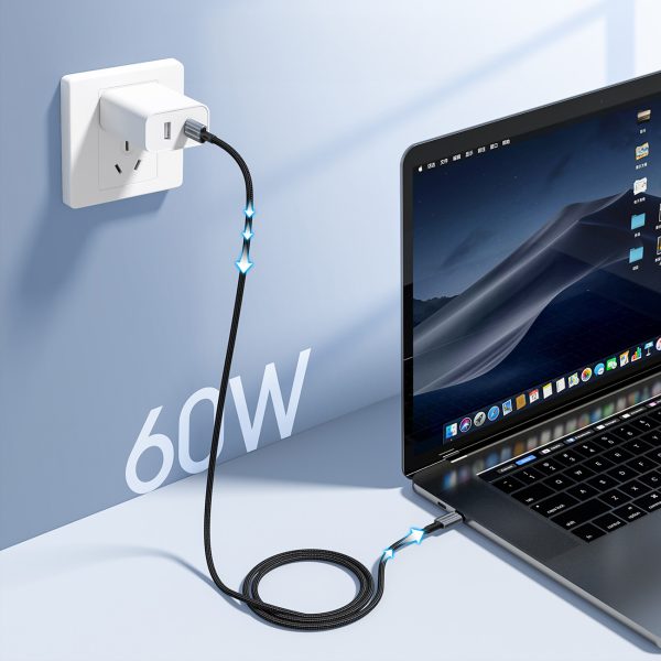 USB-C kabeļa kabelis-USB-C PD 60W XCC-1014 pītā pelējumā