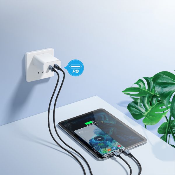 USB-C kabeļa kabelis-USB-C PD 60W XCC-1014 pītā pelējumā