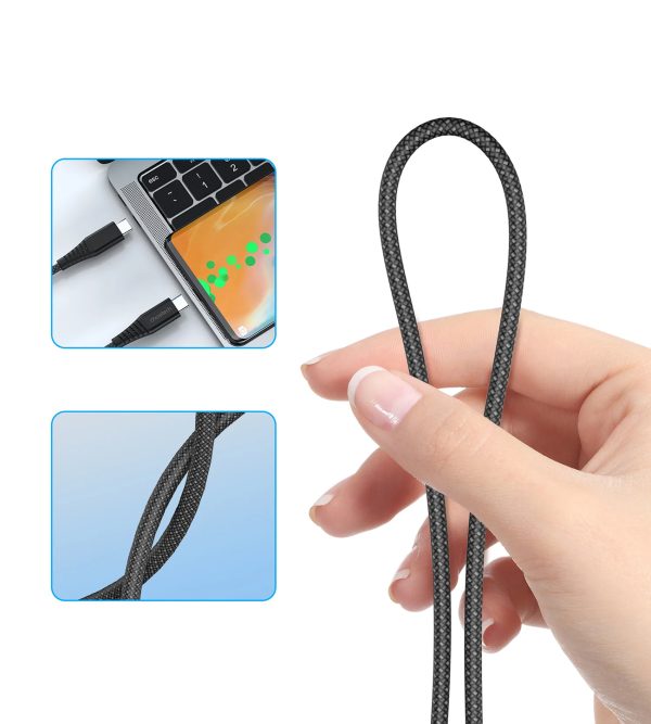 Kabelis USB-C-USB-C kabelis ar magnētisko organizatoru PD 3.1 240W 1,8 m-melns