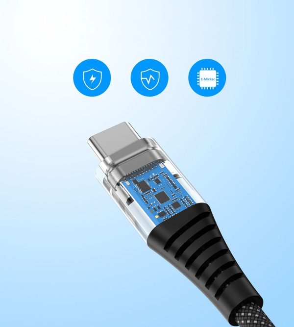 Kabelis USB-C-USB-C kabelis ar magnētisko organizatoru PD 3.1 240W 1,8 m-melns