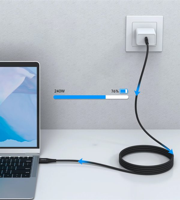 Kabelis USB-C-USB-C kabelis ar magnētisko organizatoru PD 3.1 240W 1,8 m-melns