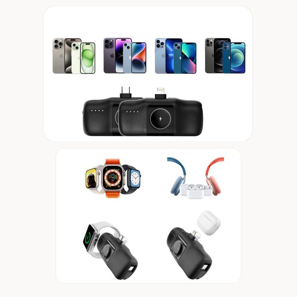 Mini PowerBank 5000MAH 15W USB -C un Apple Watch lādētājs - Melns