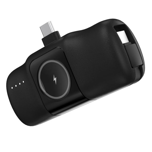 Mini PowerBank 5000MAH 15W USB -C un Apple Watch lādētājs - Melns