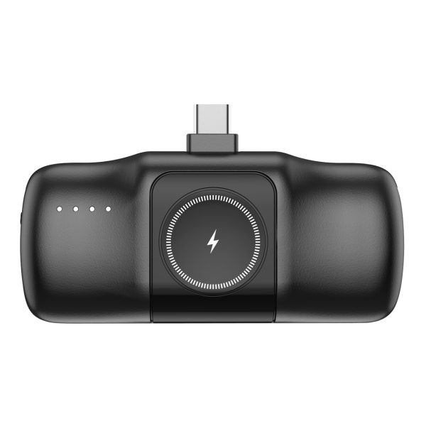 Mini PowerBank 5000MAH 15W USB -C un Apple Watch lādētājs - Melns