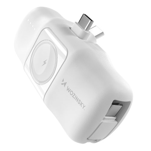 Mini PowerBank 5000MAH 15W USB -C un Apple Watch lādētājs - balts