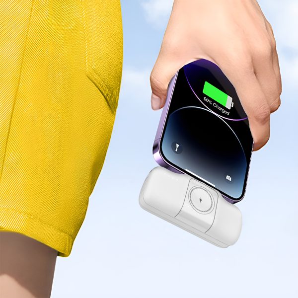 Mini PowerBank 5000MAH 15W USB -C un Apple Watch lādētājs - balts