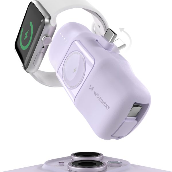 Mini PowerBank 5000MAH 15W USB -C un Apple Watch Charger - Purple