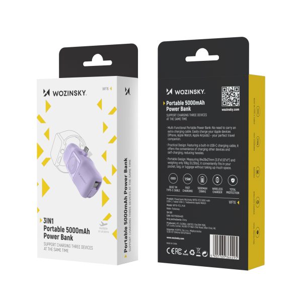 Mini PowerBank 5000MAH 15W USB -C un Apple Watch Charger - Purple
