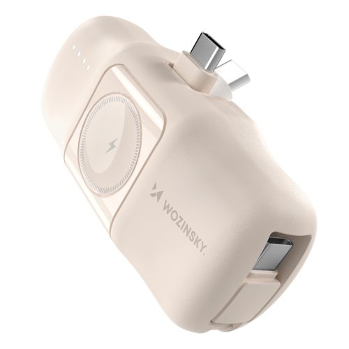 Mini PowerBank 5000MAH 15W USB -C un Apple Watch lādētājs - smilškrāsa