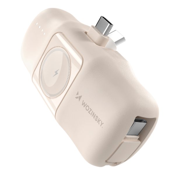 Mini PowerBank 5000MAH 15W USB -C un Apple Watch lādētājs - smilškrāsa