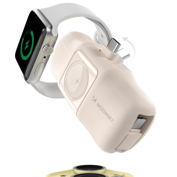 Mini PowerBank 5000MAH 15W USB -C un Apple Watch lādētājs - smilškrāsa