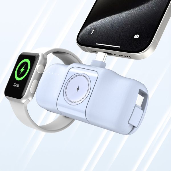 Mini PowerBank 5000MAH 15W USB -C un Apple Watch Charger - Blue