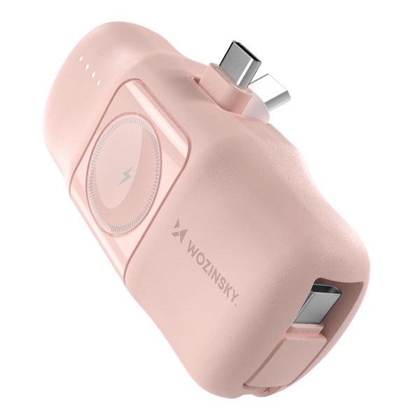 Mini PowerBank 5000MAH 15W USB -C un Apple Watch lādētājs - Pink