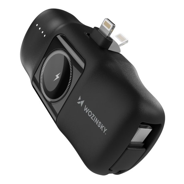 Mini PowerBank 5000MAH 15W iPhone Lightning un Apple Watch lādētājs - melns