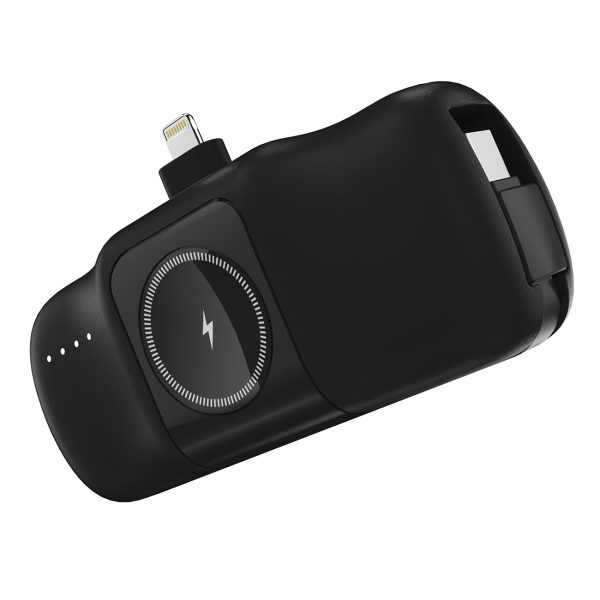 Mini PowerBank 5000MAH 15W iPhone Lightning un Apple Watch lādētājs - melns
