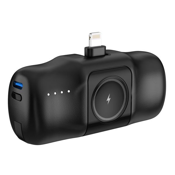 Mini PowerBank 5000MAH 15W iPhone Lightning un Apple Watch lādētājs - melns