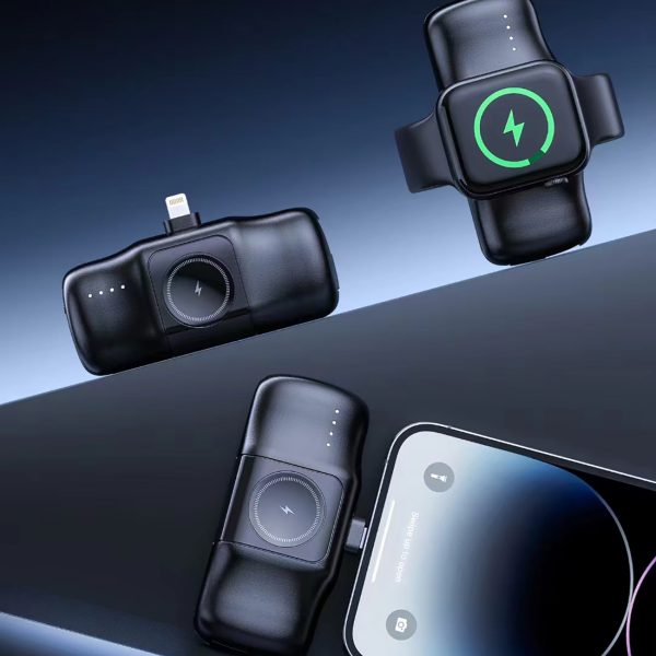 Mini PowerBank 5000MAH 15W iPhone Lightning un Apple Watch lādētājs - melns