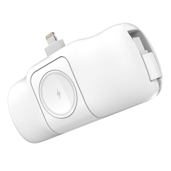 Mini PowerBank 5000MAH 15W iPhone Lightning un Apple Watch lādētājs - balts