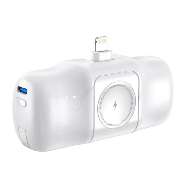 Mini PowerBank 5000MAH 15W iPhone Lightning un Apple Watch lādētājs - balts