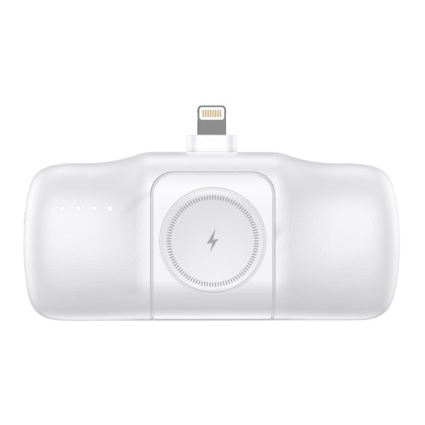 Mini PowerBank 5000MAH 15W iPhone Lightning un Apple Watch lādētājs - balts