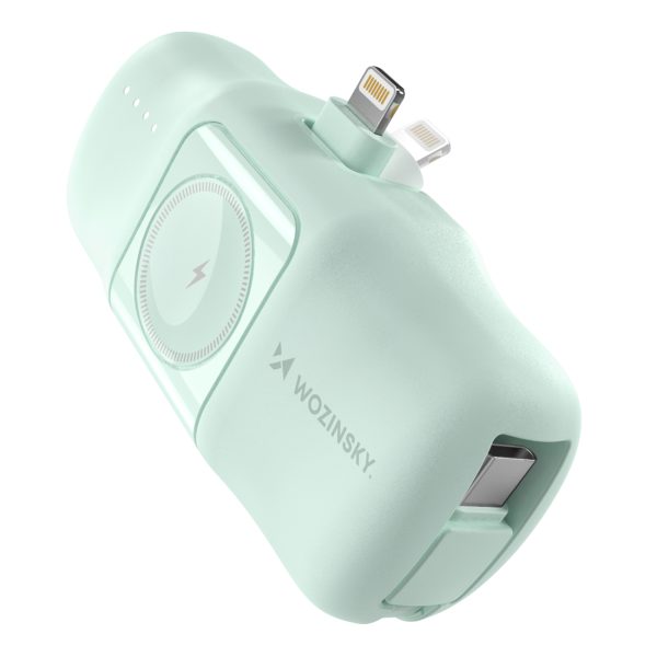 Mini PowerBank 5000MAH 15W iPhone Lightning un Apple Watch lādētājs - zaļš