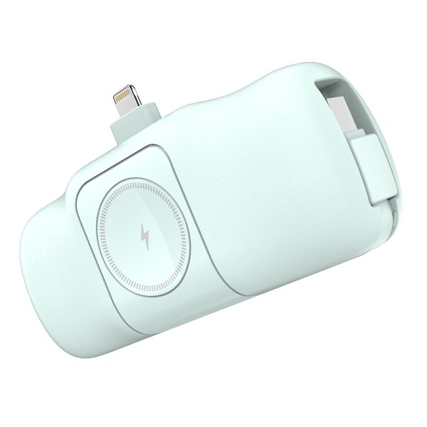 Mini PowerBank 5000MAH 15W iPhone Lightning un Apple Watch lādētājs - zaļš