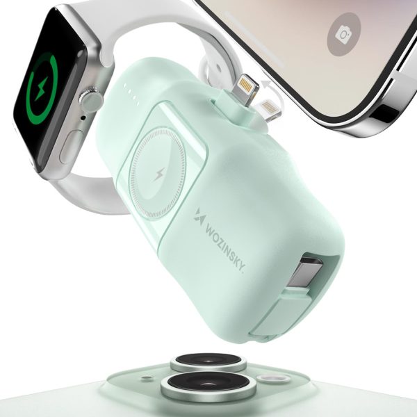 Mini PowerBank 5000MAH 15W iPhone Lightning un Apple Watch lādētājs - zaļš