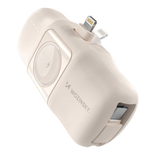 Mini PowerBank 5000MAH 15W iPhone Lightning un Apple Watch lādētājs - smilškrāsa