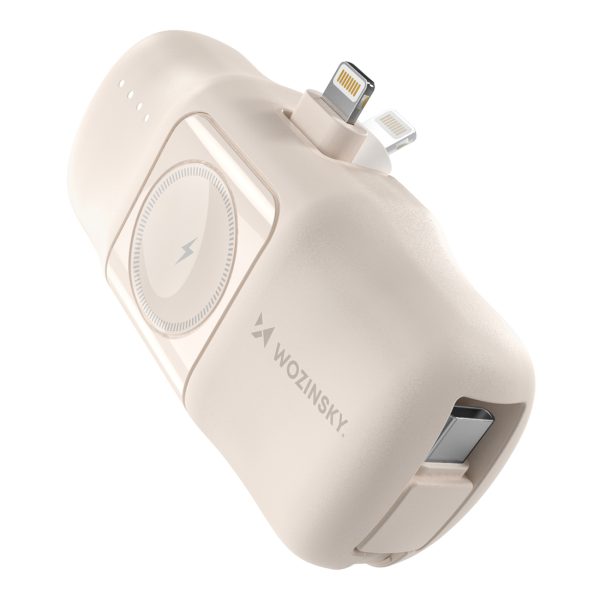 Mini PowerBank 5000MAH 15W iPhone Lightning un Apple Watch lādētājs - smilškrāsa