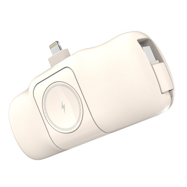 Mini PowerBank 5000MAH 15W iPhone Lightning un Apple Watch lādētājs - smilškrāsa