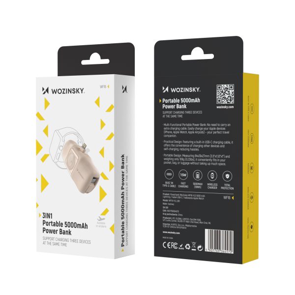 Mini PowerBank 5000MAH 15W iPhone Lightning un Apple Watch lādētājs - smilškrāsa