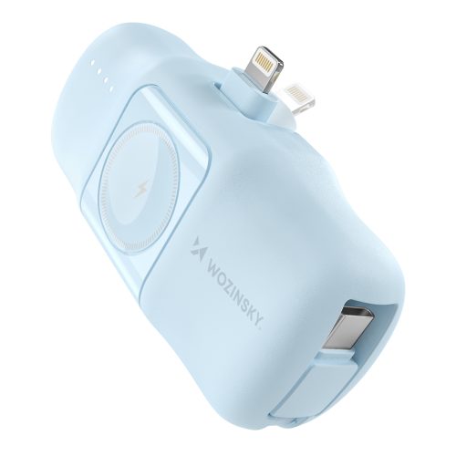 Mini PowerBank 5000MAH 15W iPhone Lightning un Apple Watch lādētājs - zils