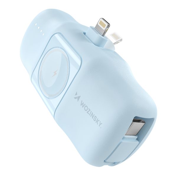 Mini PowerBank 5000MAH 15W iPhone Lightning un Apple Watch lādētājs - zils