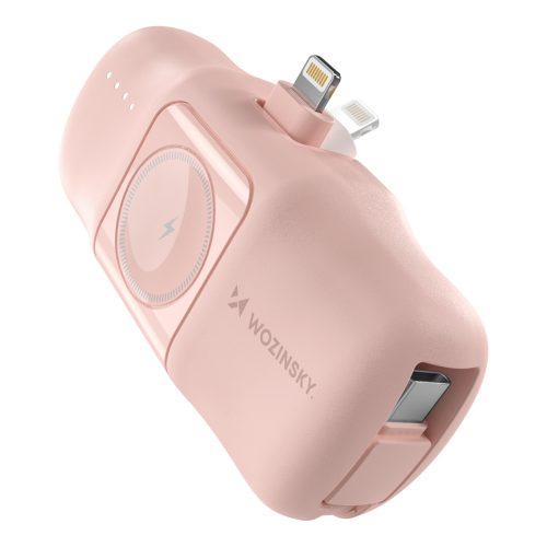 Mini PowerBank 5000MAH 15W iPhone Lightning un Apple Watch lādētājs - rozā