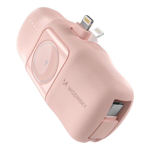Mini PowerBank 5000MAH 15W iPhone Lightning un Apple Watch lādētājs - rozā