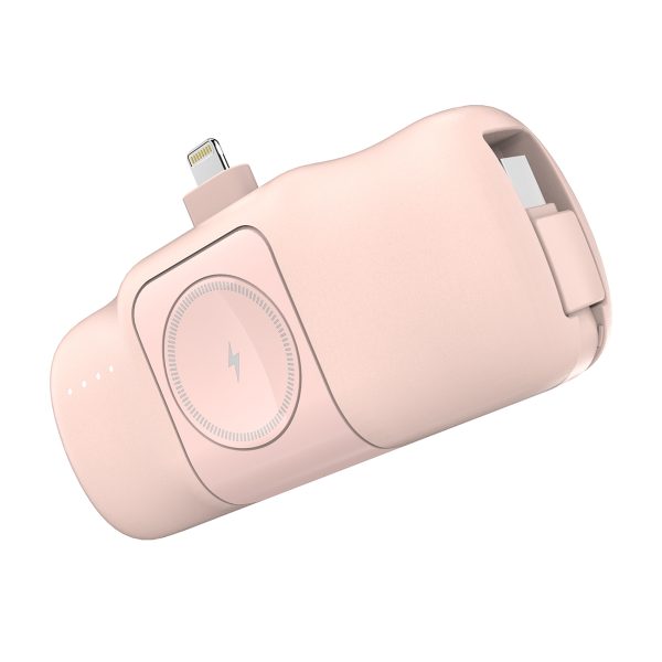 Mini PowerBank 5000MAH 15W iPhone Lightning un Apple Watch lādētājs - rozā