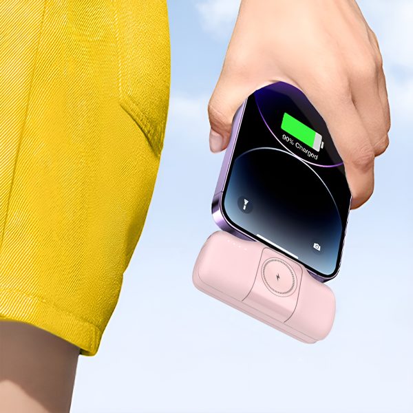 Mini PowerBank 5000MAH 15W iPhone Lightning un Apple Watch lādētājs - rozā