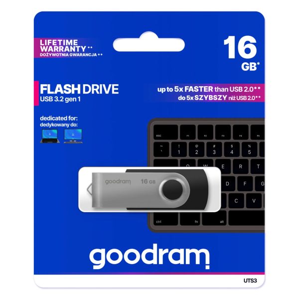 Pendrive Flash atmiņa 16 GB USB 3.2 Gen 1 UTS3 - melns