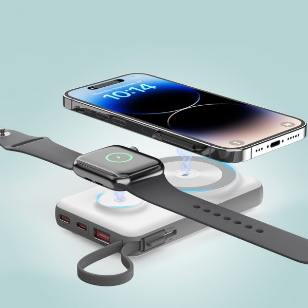 Power Bank 1000MAH vadīja USB-C USB-zibens magsafe Apple Watch-White