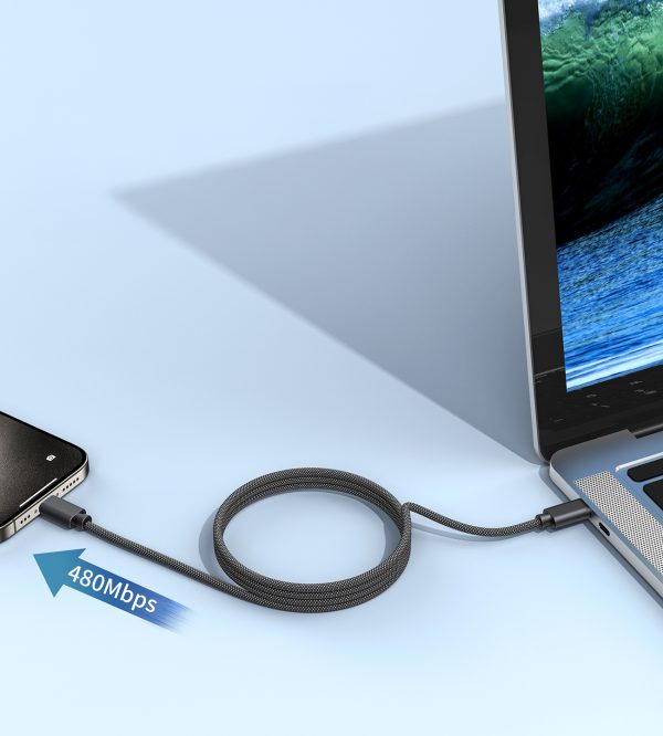 Kabelis USB -C 240W PD 3.1 kabelis ar 1,2 m magnētisko organizatoru - melns