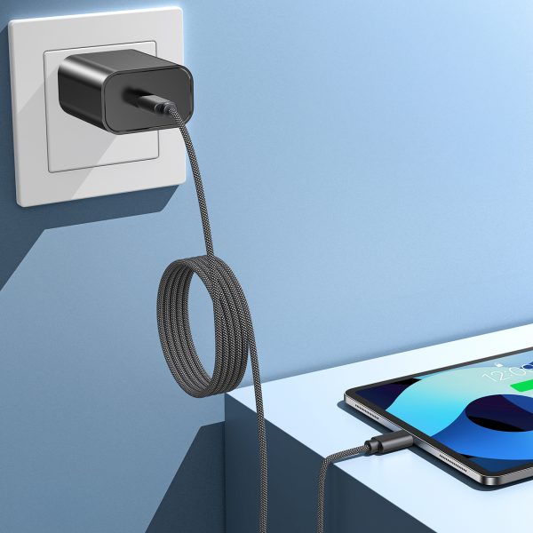 Kabelis USB -C 100W PD kabelis ar 1,2 m magnētisko organizatoru - melns
