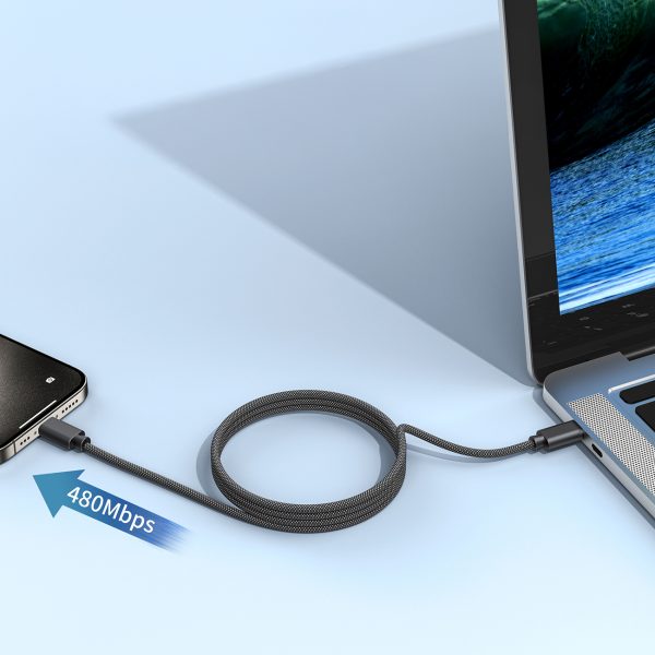 Kabelis USB -C 100W PD kabelis ar 1,2 m magnētisko organizatoru - melns