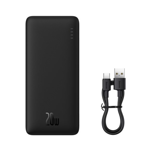 PowerBank AirPow 20W 1000mah ar USB -A kabeli - USB -C 30cm - melns