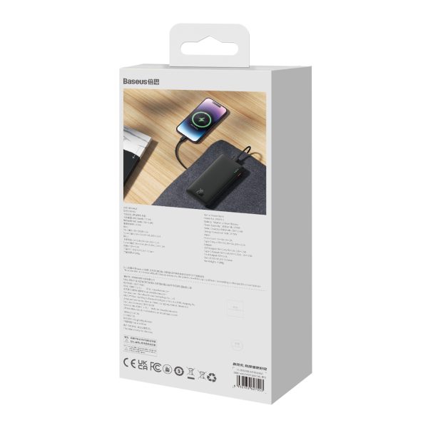 PowerBank AirPow 20W 1000mah ar USB -A kabeli - USB -C 30cm - melns