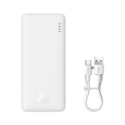 PowerBank Airpow 20W 1000mah ar USB -A kabeli - USB -C 30cm - balts