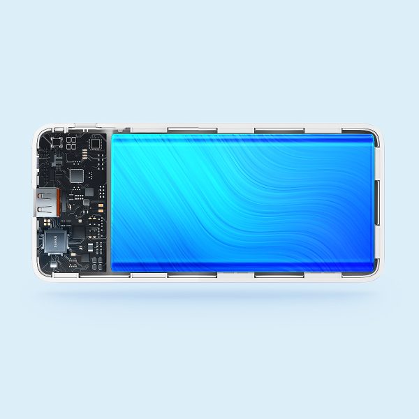 PowerBank Airpow 20W 1000mah ar USB -A kabeli - USB -C 30cm - balts