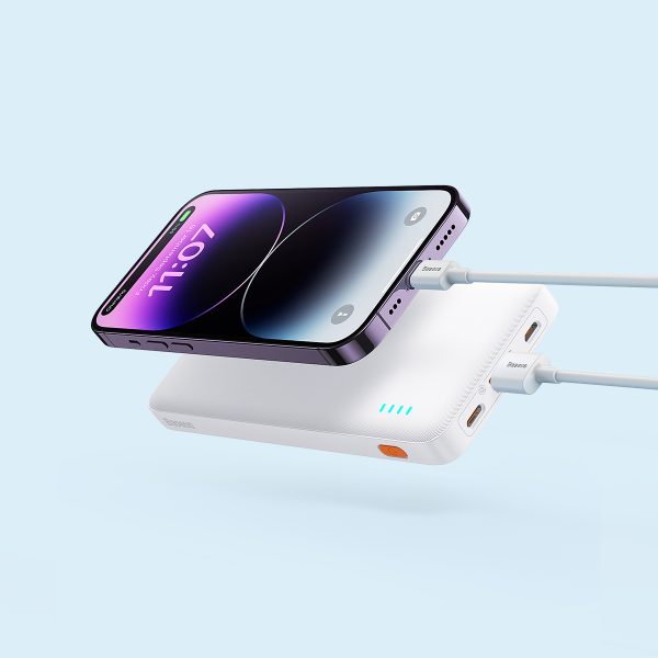 PowerBank Airpow 20W 1000mah ar USB -A kabeli - USB -C 30cm - balts