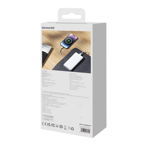 PowerBank Airpow 20W 1000mah ar USB -A kabeli - USB -C 30cm - balts