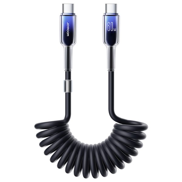 USB-C spirāles kabeļa Cable-USB-C kristāldzidrā sērija 60W 1